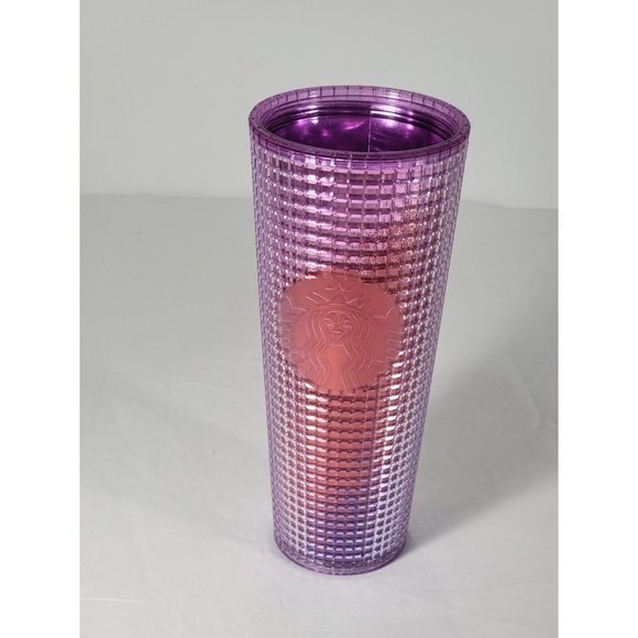 Starbucks Pink Purple Iridescent Grid Venti 24 oz. Cold Tumbler No straw/lid NWT - Picture 6 of 9